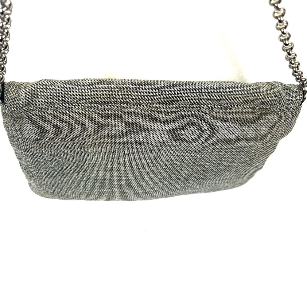 Buzz by Jane Fox vintage black, silver & white fabric mini bag w optional chain - Picture 14 of 16